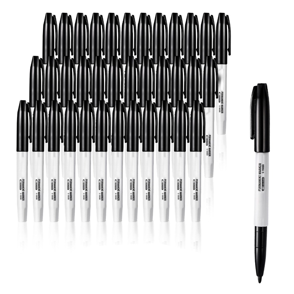 Correction Pen Fine - Permanent Markers, 36 Pack Black Permanent