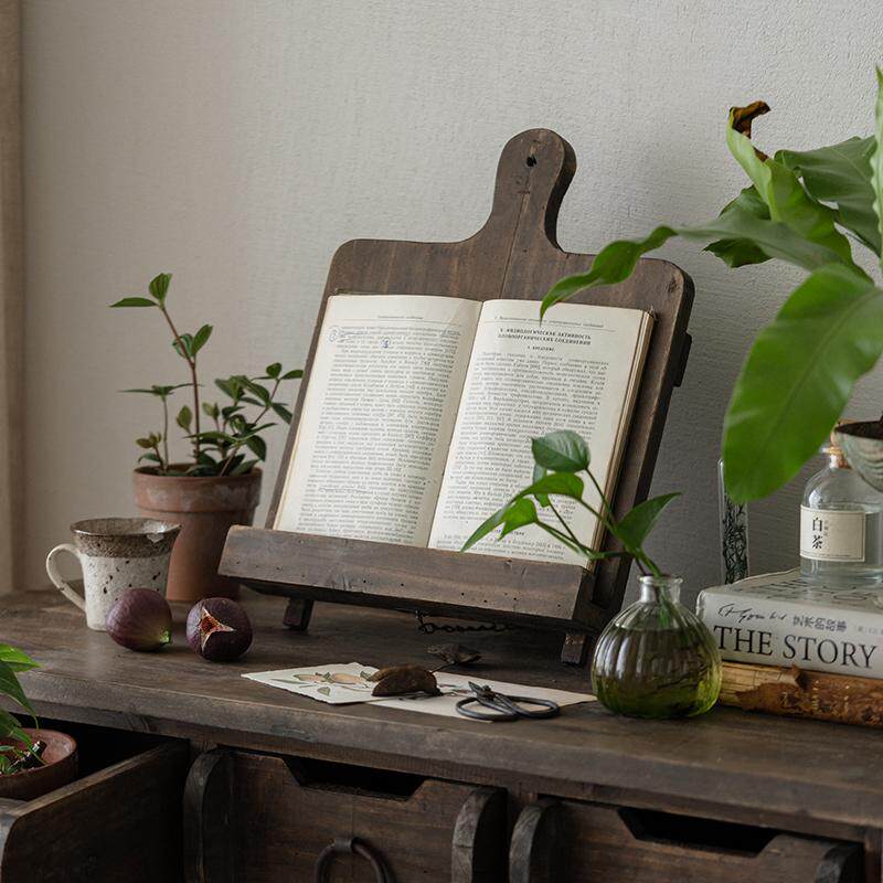 Magazine Holder Rack - Retro Solid Wood Book Magazine Display